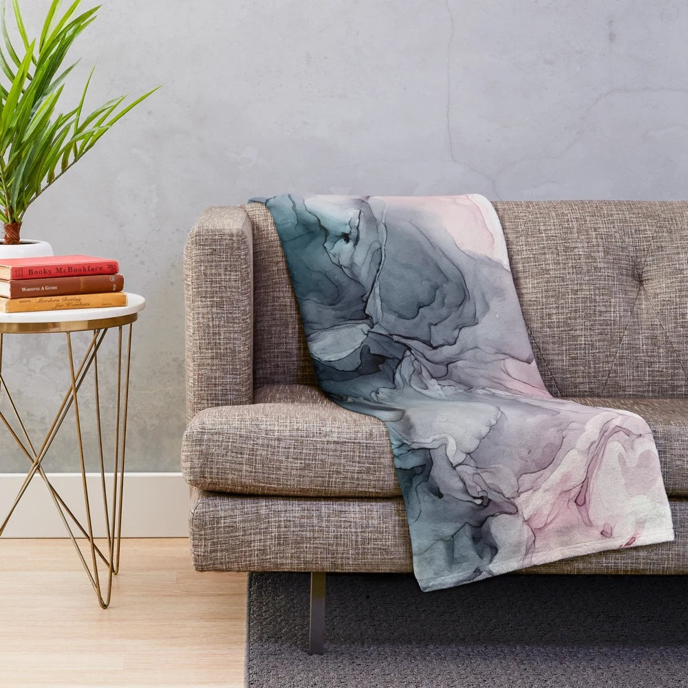 Blush and grey abstract plush blanket