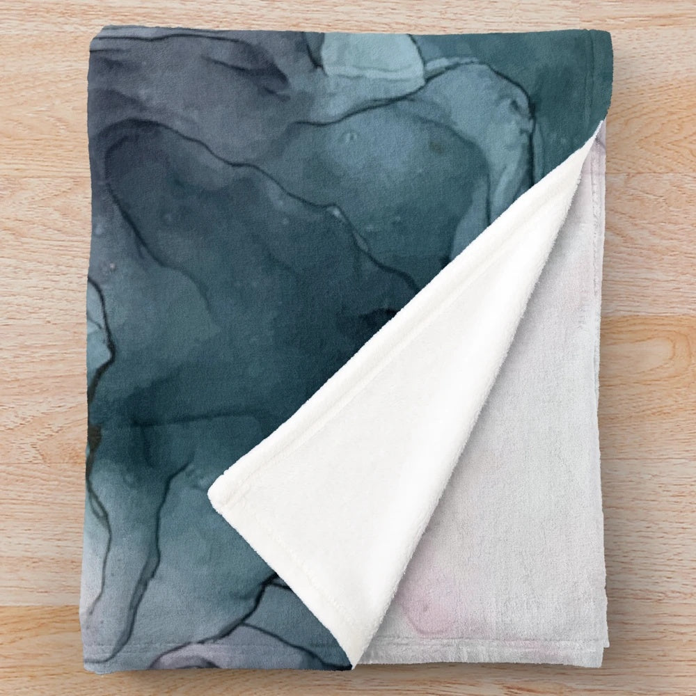 Blush and grey abstract plush blanket