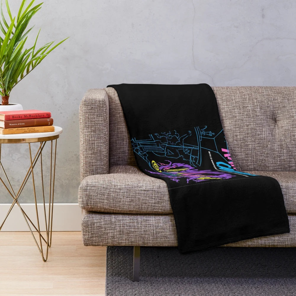 Colorful plush blanket with Flume-inspired rave and rainbow caverns design