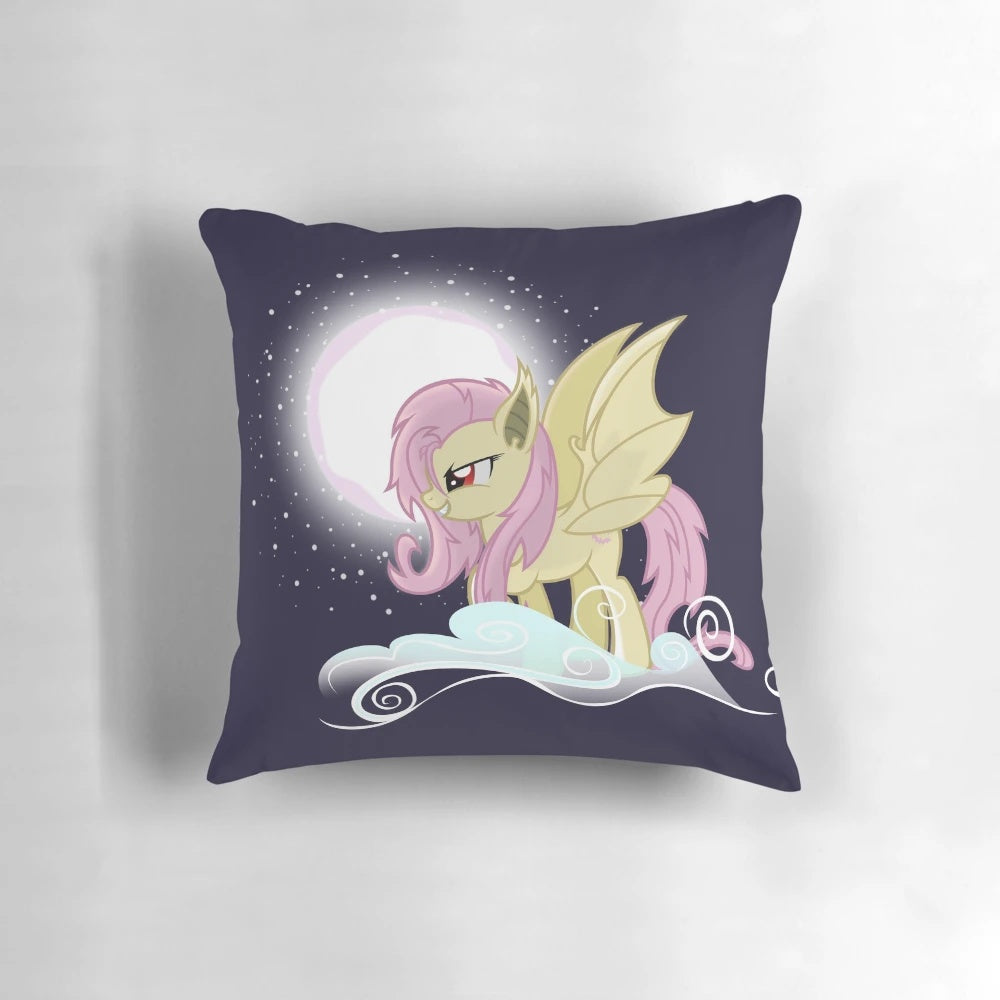 Flutterbat-themed moon-shaped pillow for MLP fans and bronies