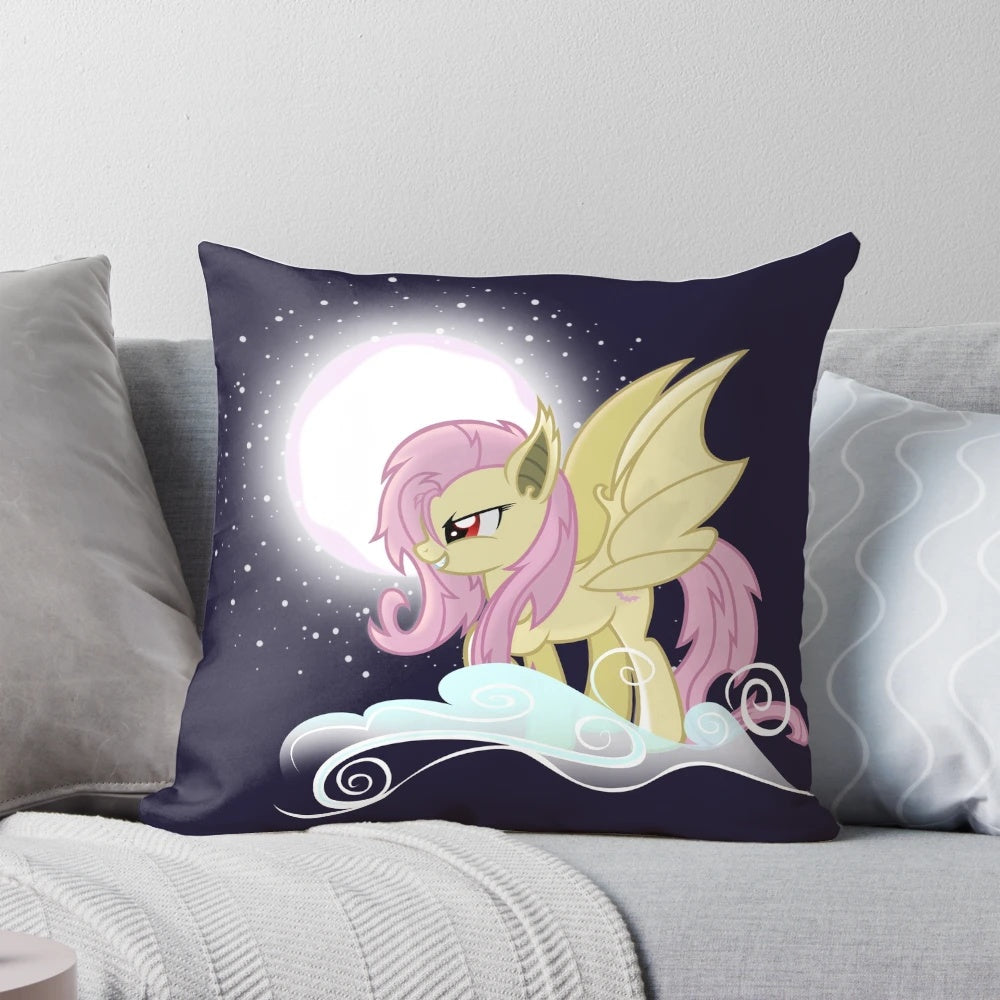 Flutterbat-themed moon-shaped pillow for MLP fans and bronies