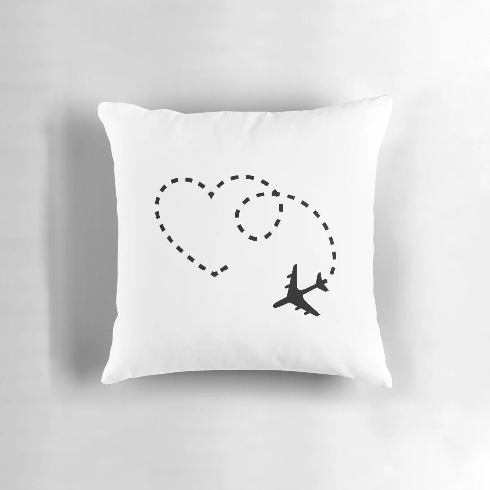 Pillow with a plane heart design, perfect for aviation and pilot enthusiasts