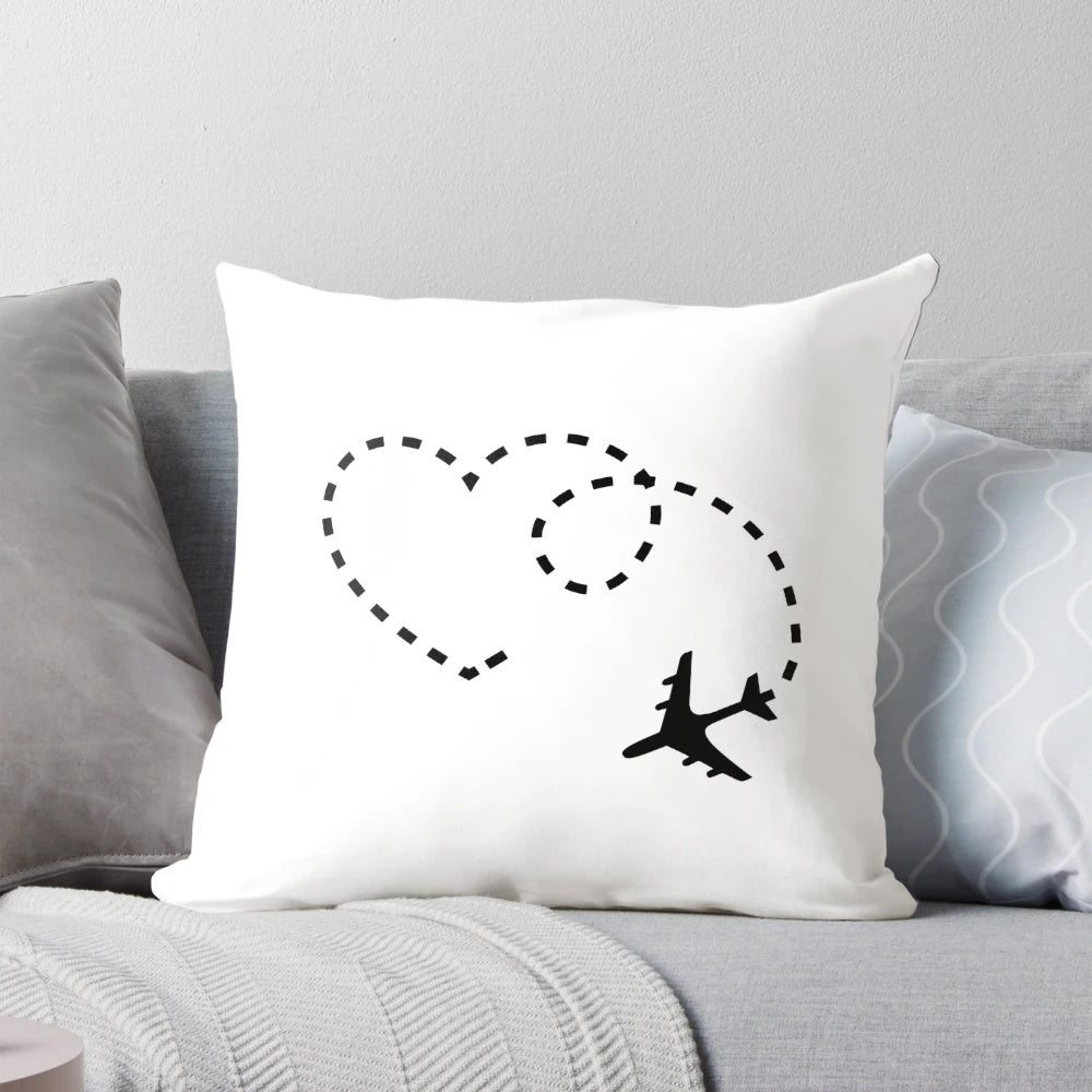 Pillow with a plane heart design, perfect for aviation and pilot enthusiasts