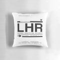 Soft, decorative pillow featuring the iconic LHR airport code for London Heathrow