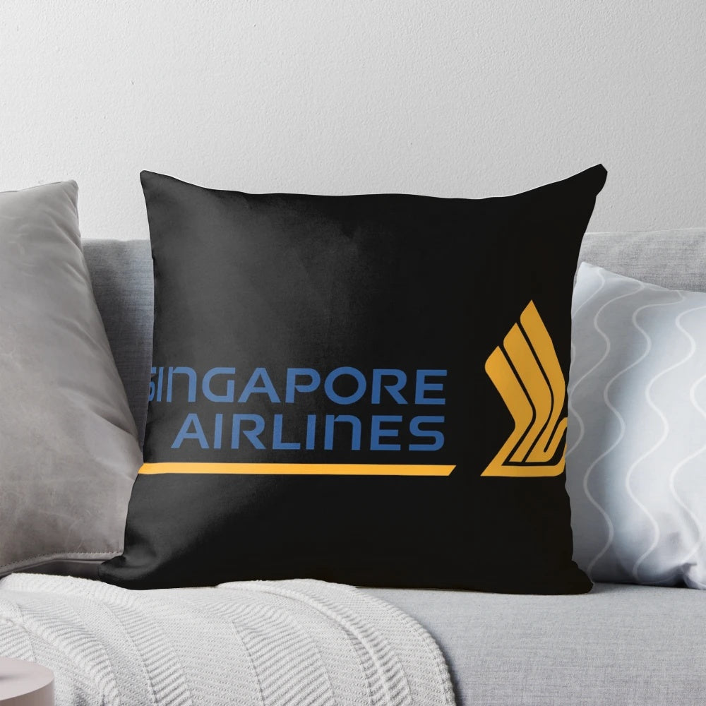 Singapore Airlines logo printed on a plush, comfortable travel pillow