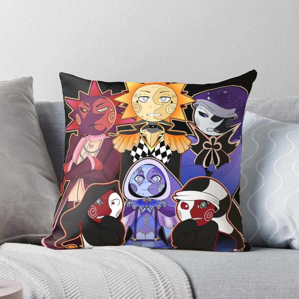 FNaF Children of Suits Decorative Pillow Case with Sundrop and Moondrop Lunar Eclipse Design