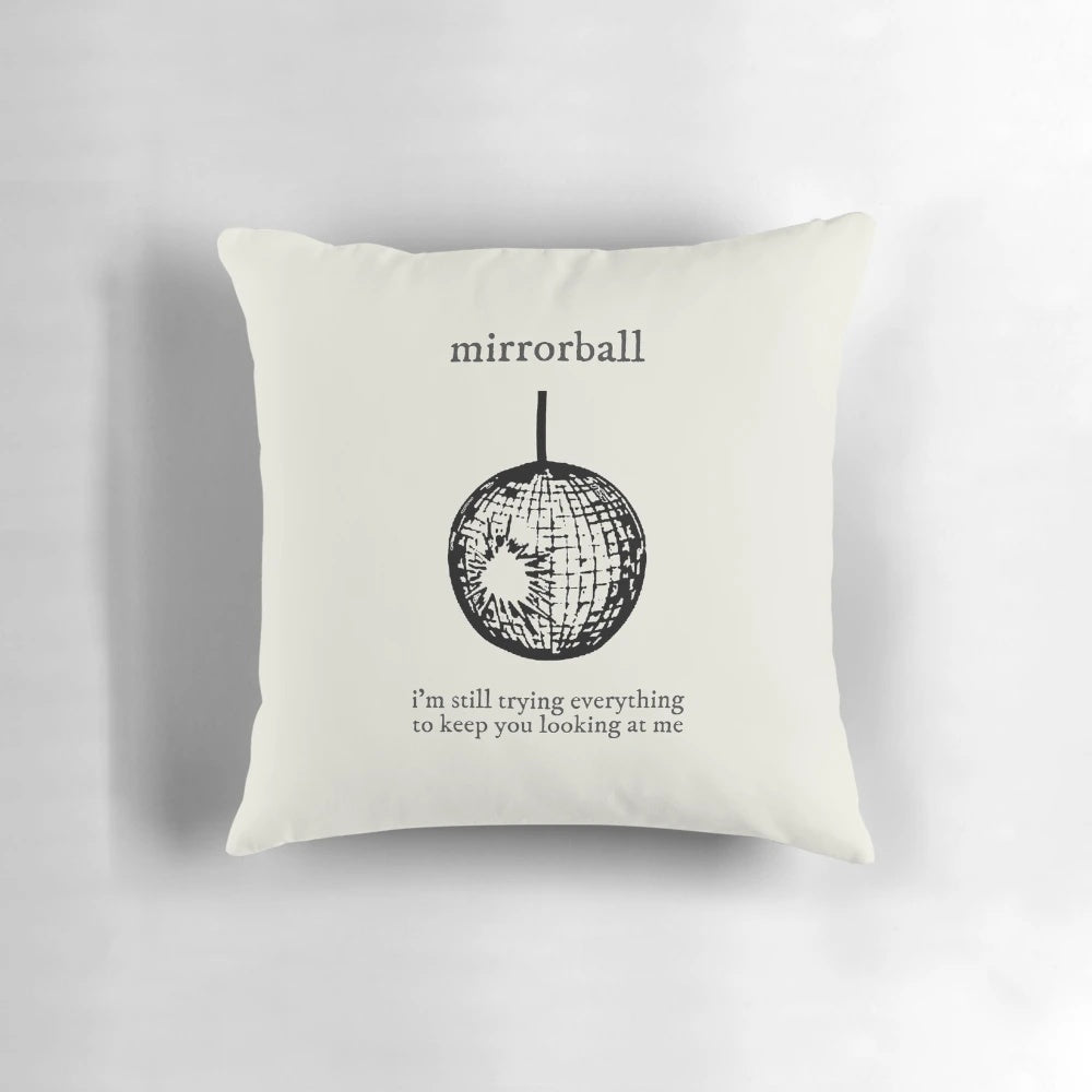 Soft, high-quality pillow featuring the mirrorball motif from Taylor Swift's "Mirrorball" song on her album Folklore.