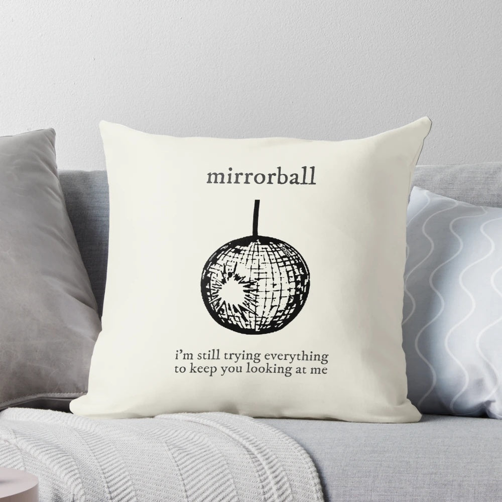 Soft, high-quality pillow featuring the mirrorball motif from Taylor Swift's "Mirrorball" song on her album Folklore.