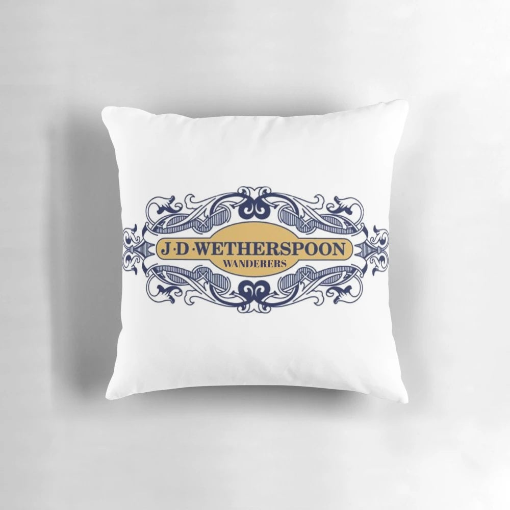 A comfortable pillow featuring the Wetherspoon Wanderers team colors and design, perfect for football fans.