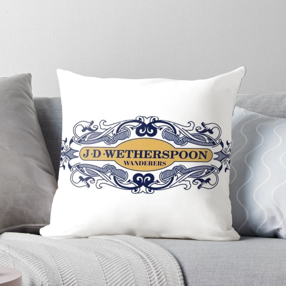 A comfortable pillow featuring the Wetherspoon Wanderers team colors and design, perfect for football fans.
