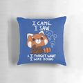 Plush red panda pillow with a forgetful expression, perfect for animal lovers and sarcasm enthusiasts.