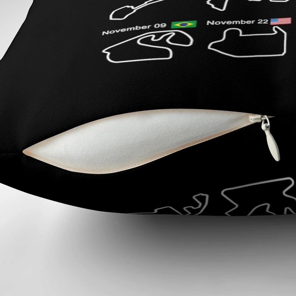 Pillow featuring the circuits of the 2025 Formula 1 season