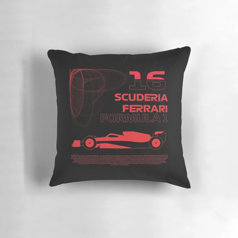 Vibrant Charles Leclerc Scuderia Ferrari Formula 1 Pillow