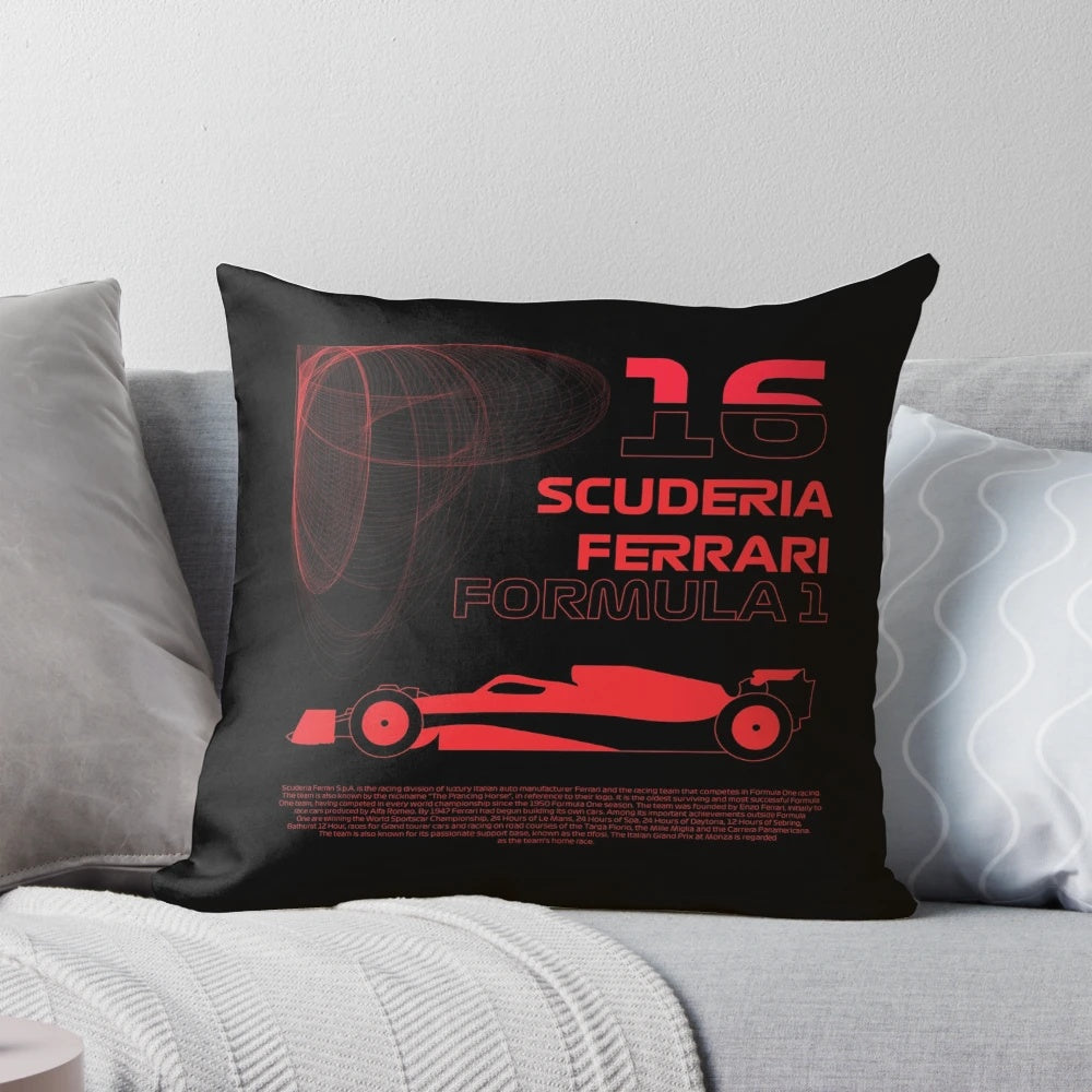 Vibrant Charles Leclerc Scuderia Ferrari Formula 1 Pillow