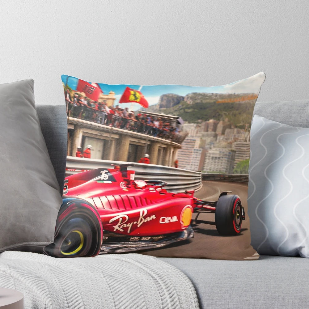 Plush Formula 1 pillow with Charles Leclerc, Ferrari driver