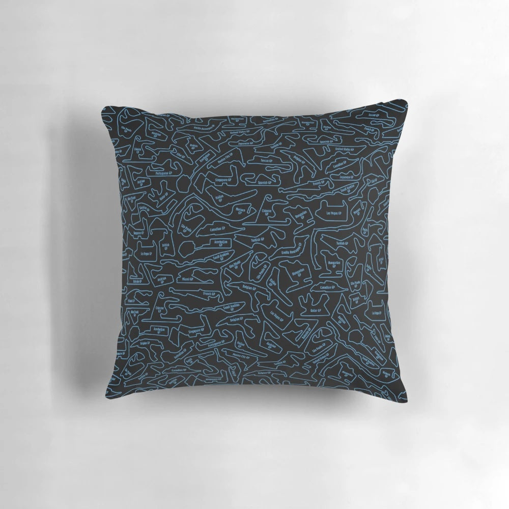 Formula 1 race tracks silhouette pattern decorative pillow