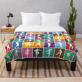 Vibrant rainbow lattice pattern plush blanket featuring a Fortnite-inspired victory dance design