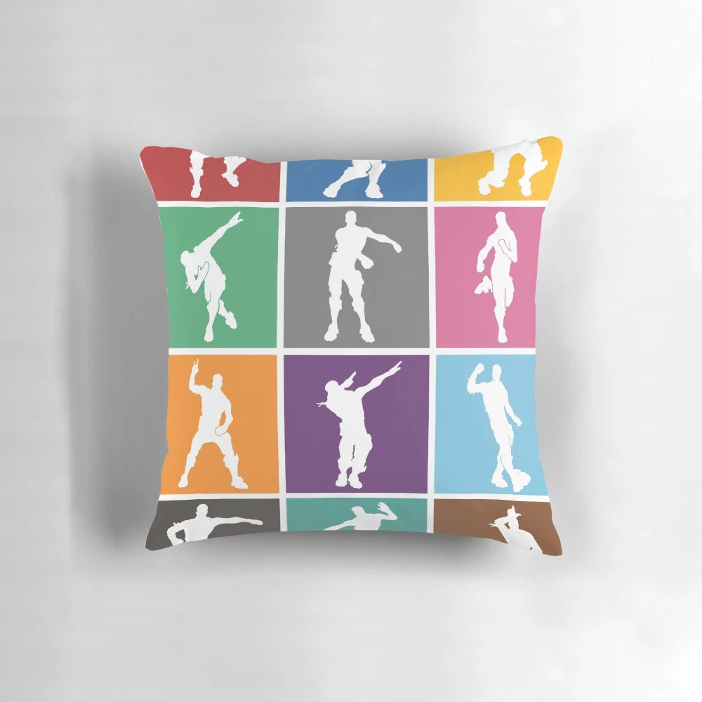 Fortnite Victory Dance Funny Pillow with Vibrant Rainbow Lattice Design