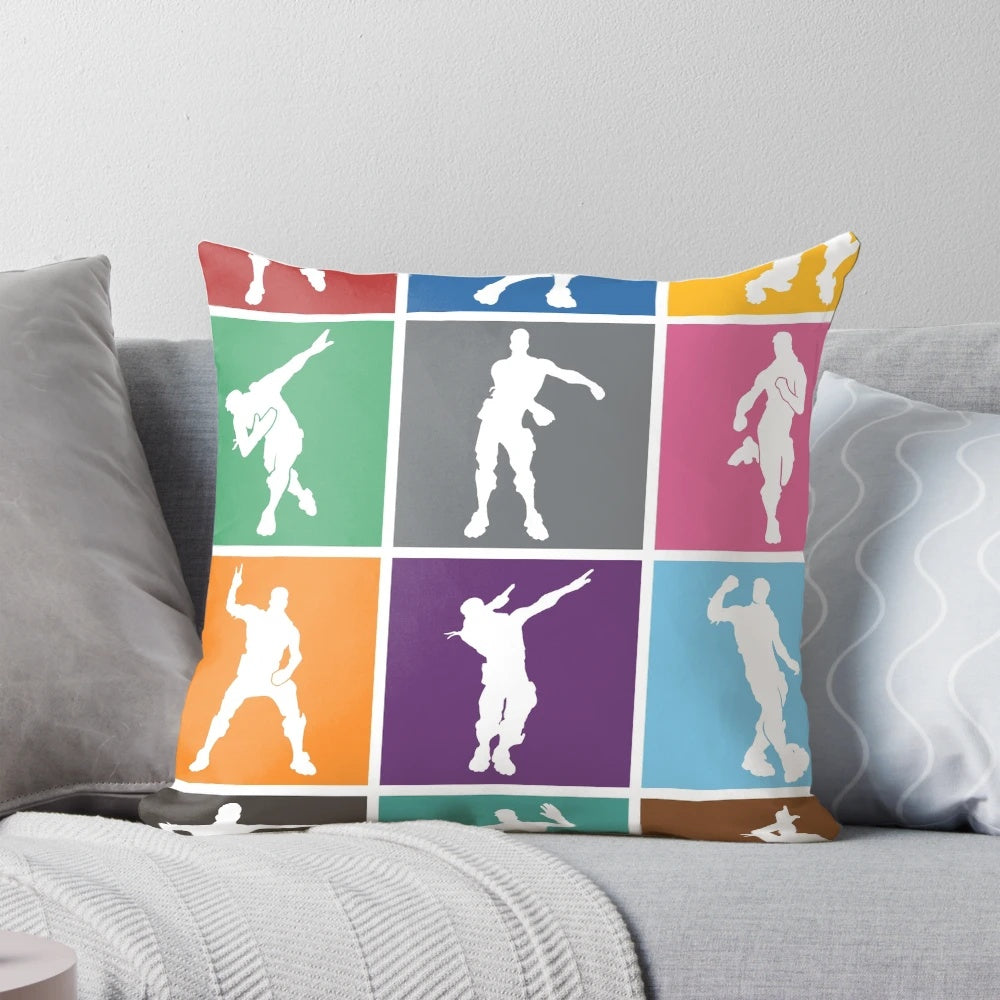 Fortnite Victory Dance Funny Pillow with Vibrant Rainbow Lattice Design