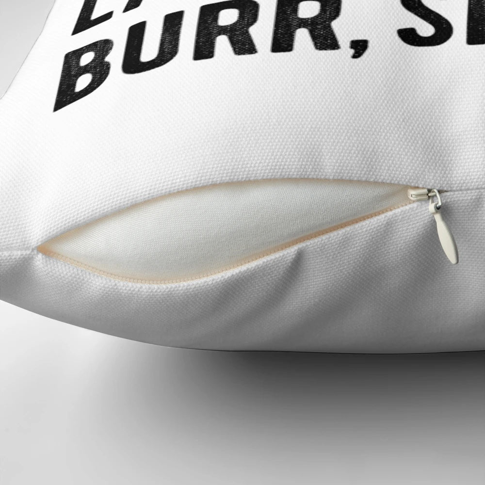 Pillow featuring portraits of American Founding Fathers Hamilton, Washington, and Burr