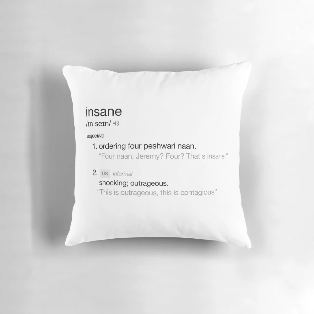 "Four naan, Jeremy? Four? That's insane." Peep Show-inspired decorative pillow