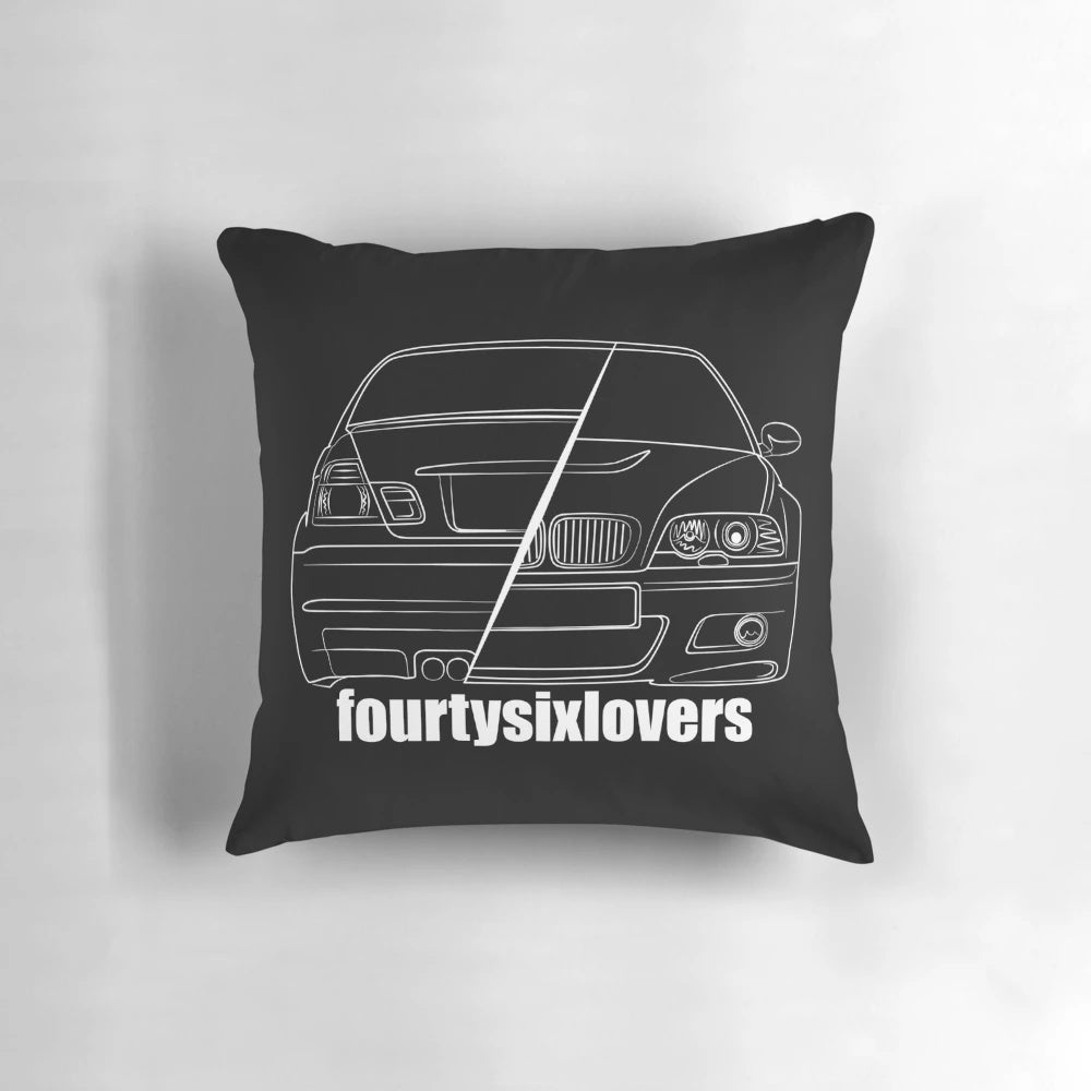 Fourtysixlovers logo pillow featuring the iconic BMW E46 3 series design