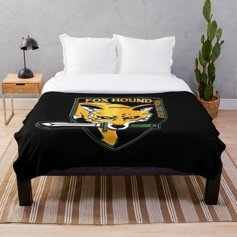 Foxhound Crest Plush Blanket featuring Solid Snake and Metal Gear Solid inspired design