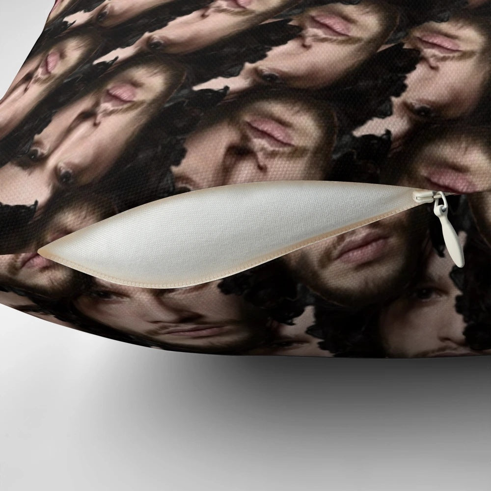 Fractal digital art pillow featuring the face of actor Kit Harington from the TV series Game of Thrones