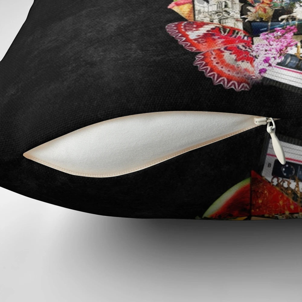 Fragile skull surreal art design printed on a soft, plush pillow.