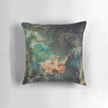 Decorative pillow featuring Jean-Honoré Fragonard's famous Rococo painting "The Swing