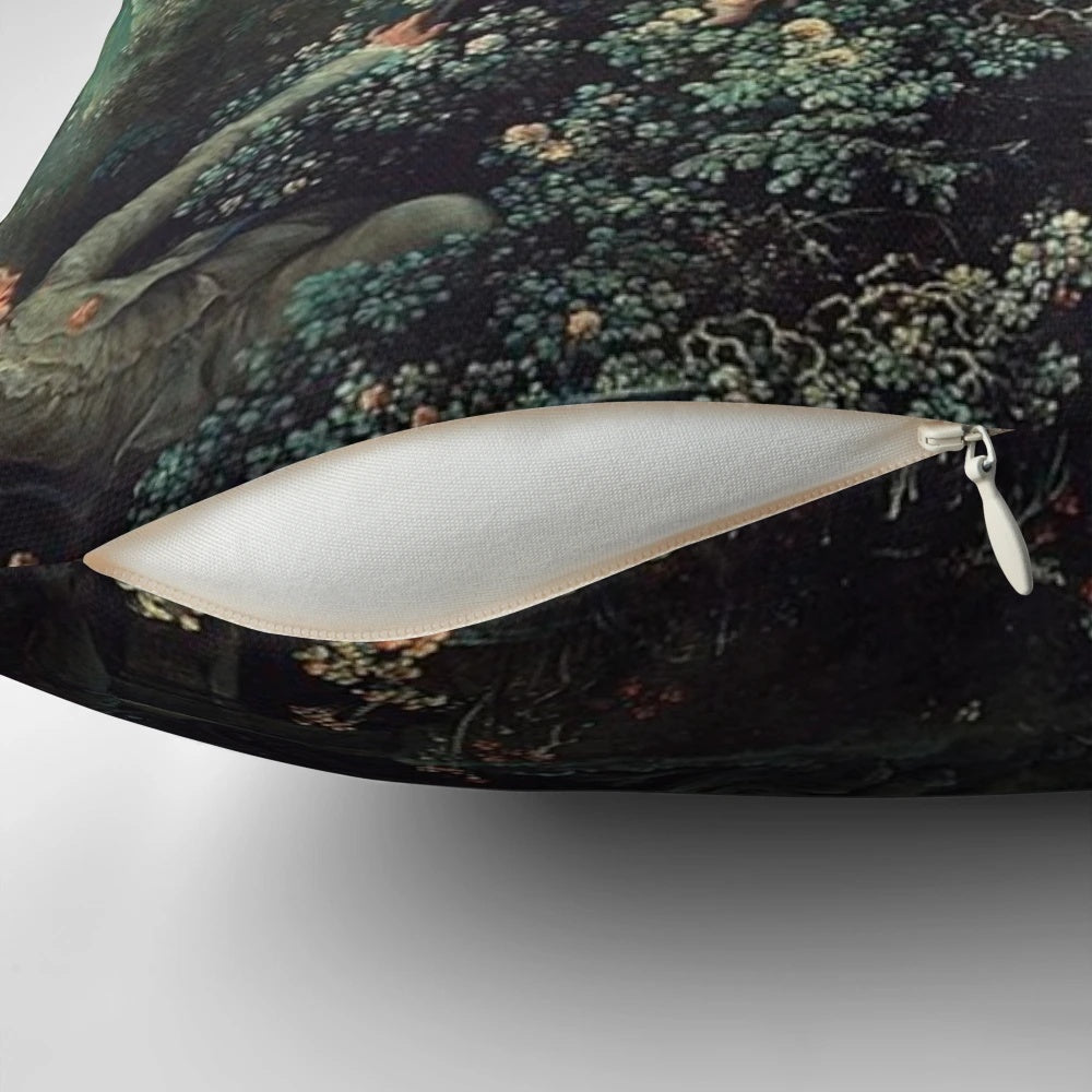 Pillow featuring the classic French Rococo painting 'The Swing' by Jean-Honoré Fragonard