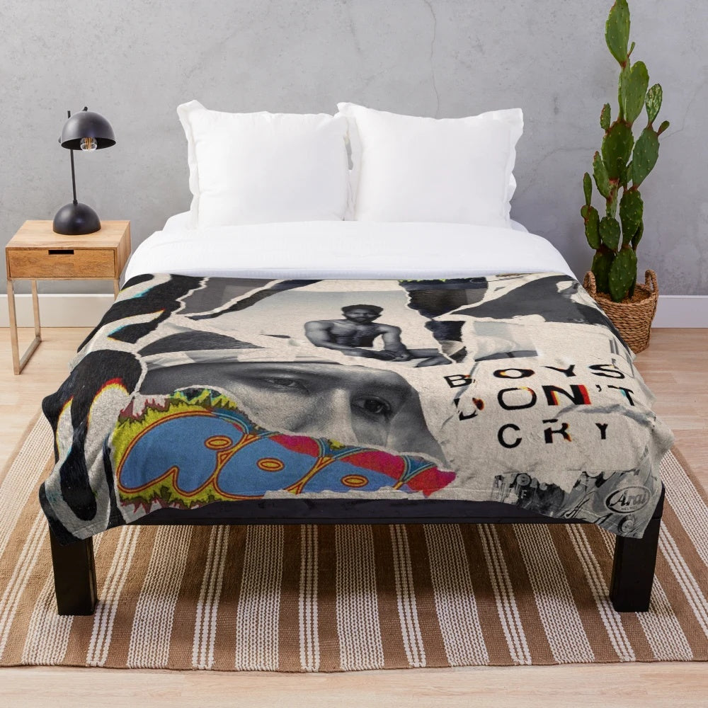 Frank Ocean inspired plush blanket featuring Blond album art and "In My Room" artwork