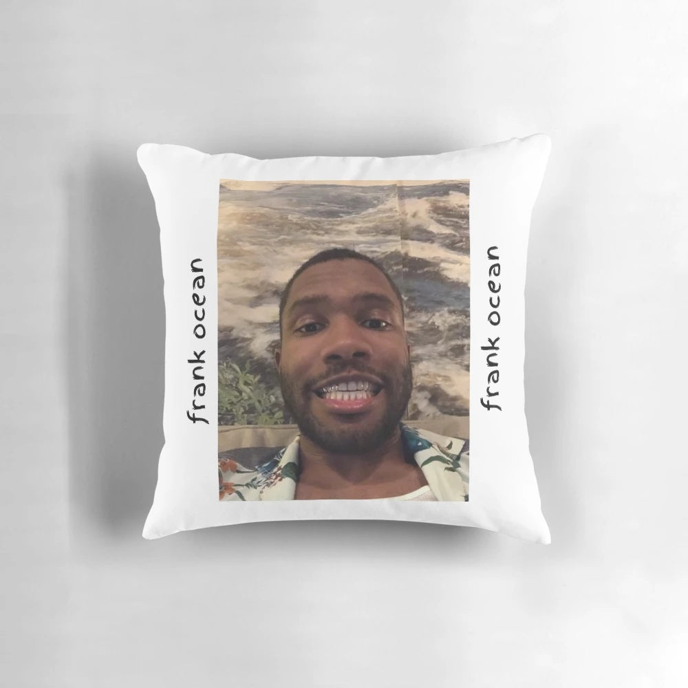 Soft, plush throw pillow featuring a stylish portrait of singer-songwriter Frank Ocean