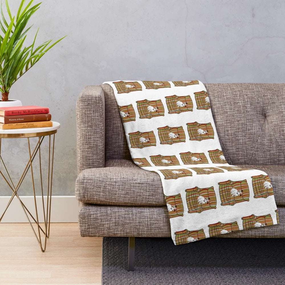 Frasier-inspired plush blanket featuring Eddie the dog from the TV show