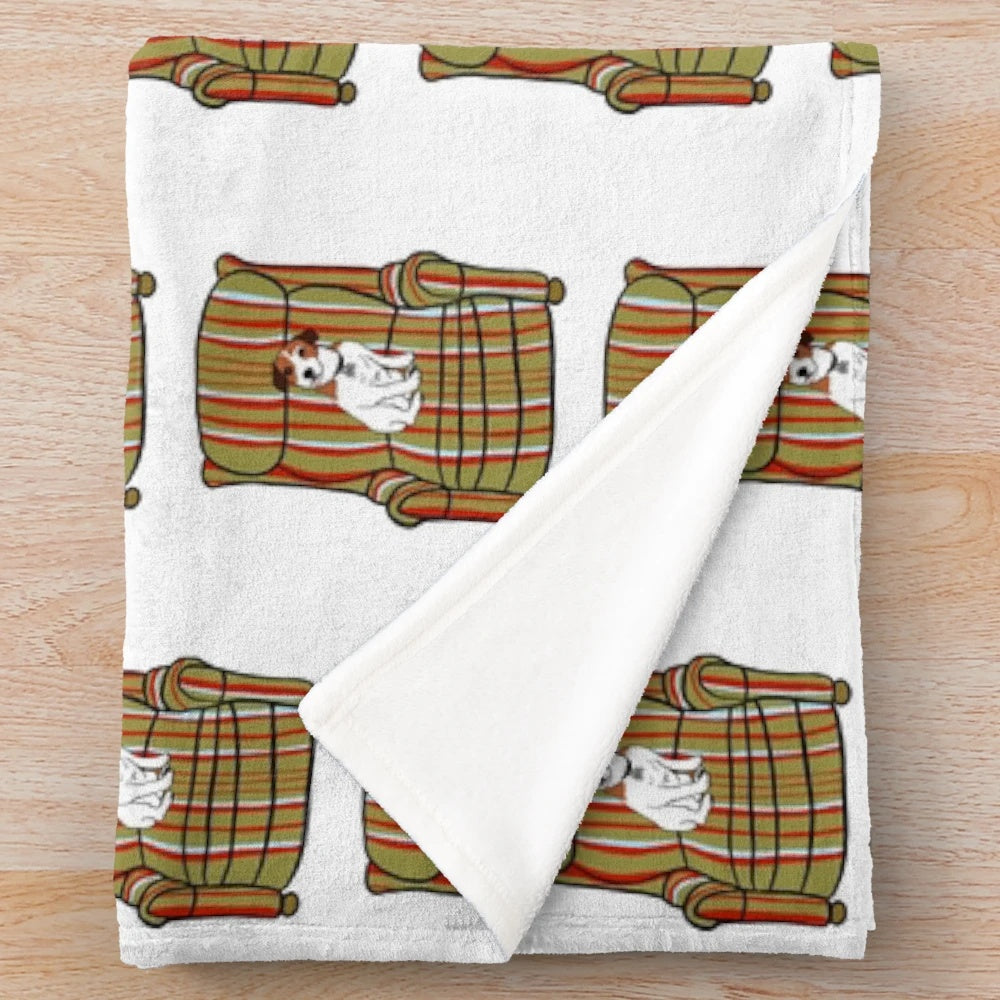 Frasier-inspired plush blanket featuring Eddie the dog from the TV show