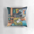 Frasier's apartment pillow featuring the famous Seattle skyline and Eddie the dog