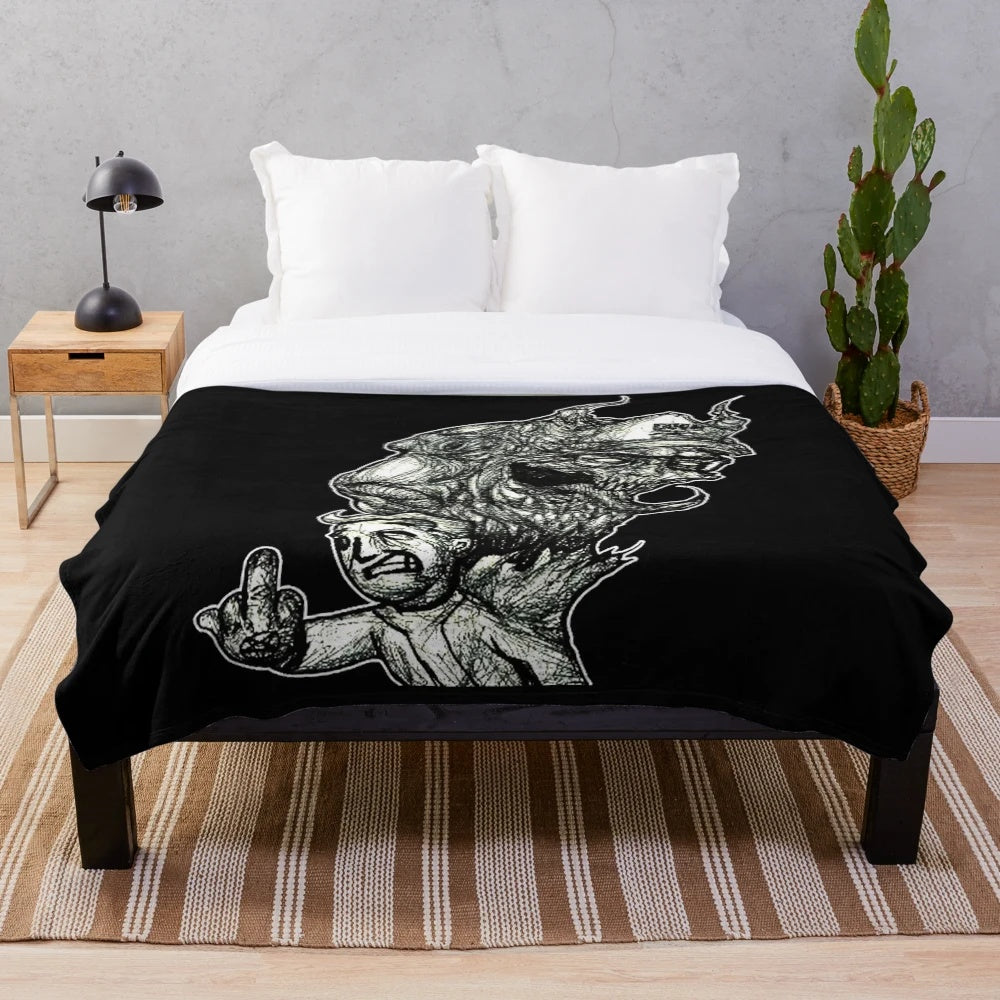 Freddie Dredd plush blanket featuring the rapper's image and music style