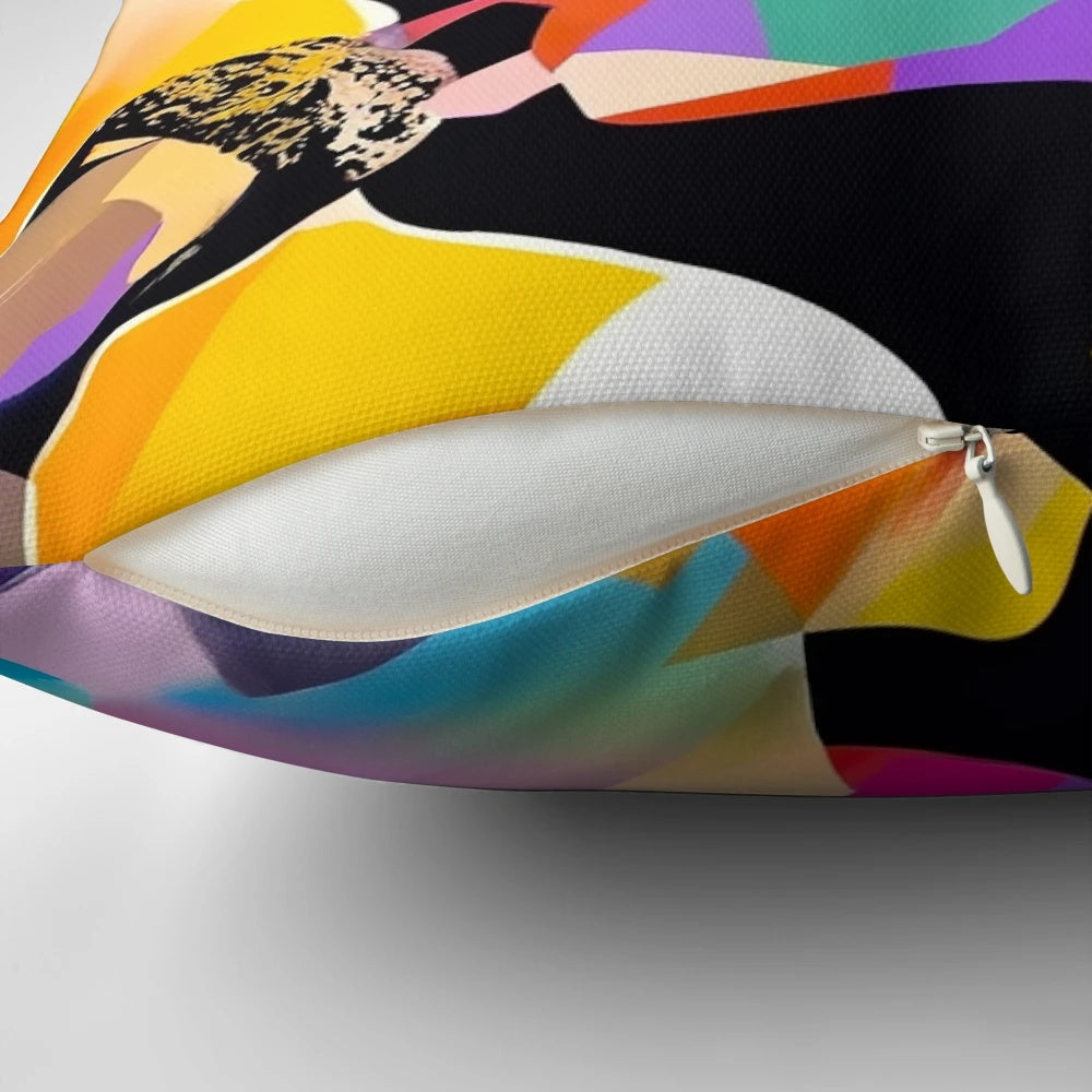 Freddie Mercury abstract polyart design on a queen band pillow
