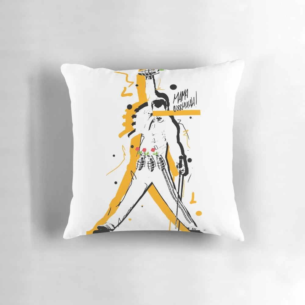 Freddie Mercury Queen "We Are the Champions" Decorative Throw Pillow