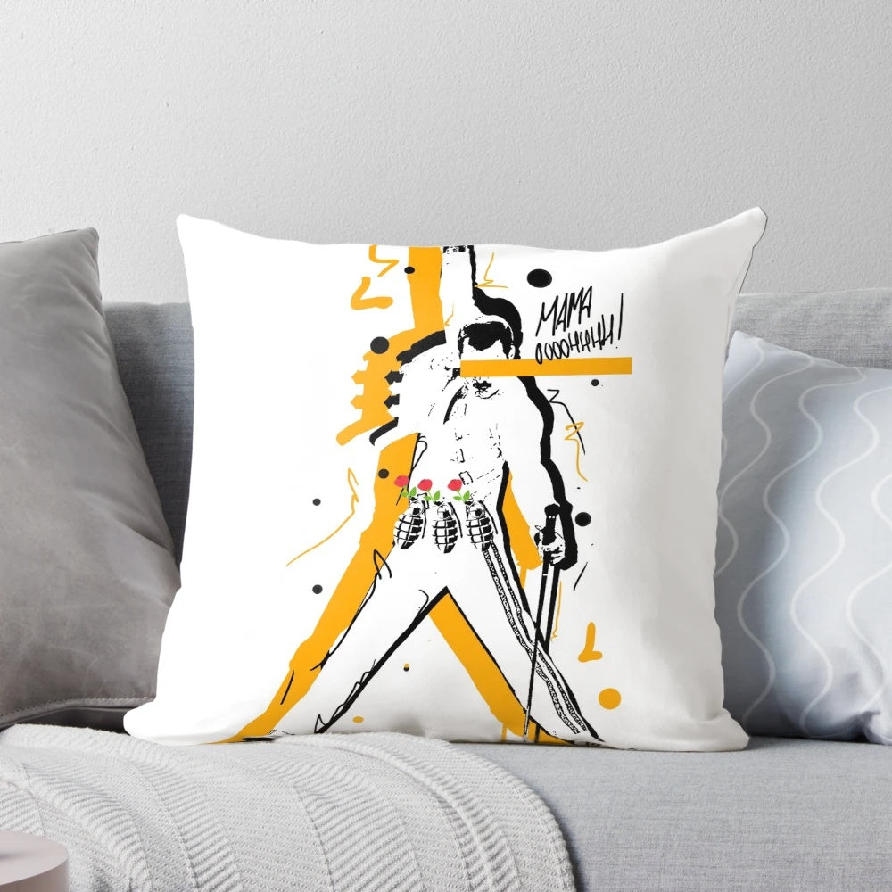 Freddie Mercury Queen "We Are the Champions" Decorative Throw Pillow