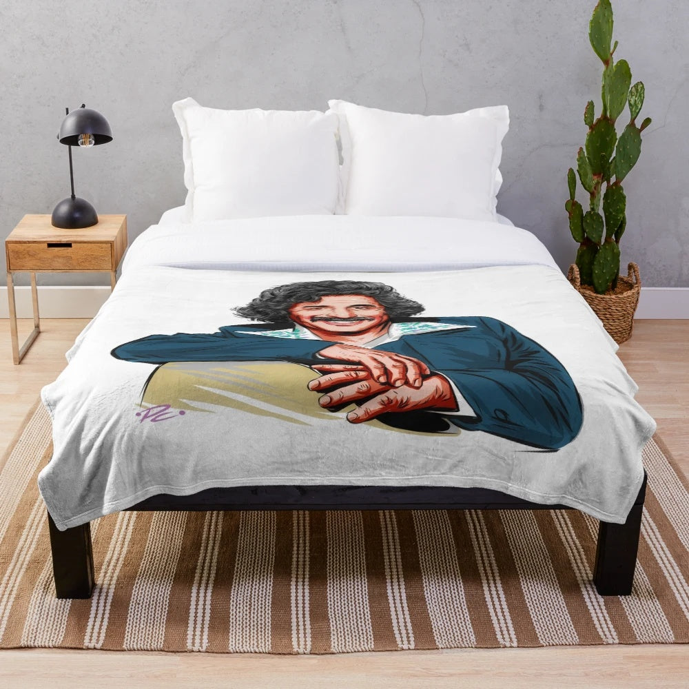 Freddy Fender inspired plush blanket with a Paul Cemmick illustration