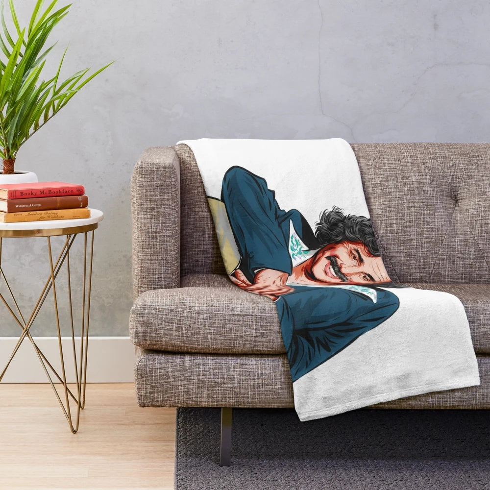 Freddy Fender inspired plush blanket with a Paul Cemmick illustration