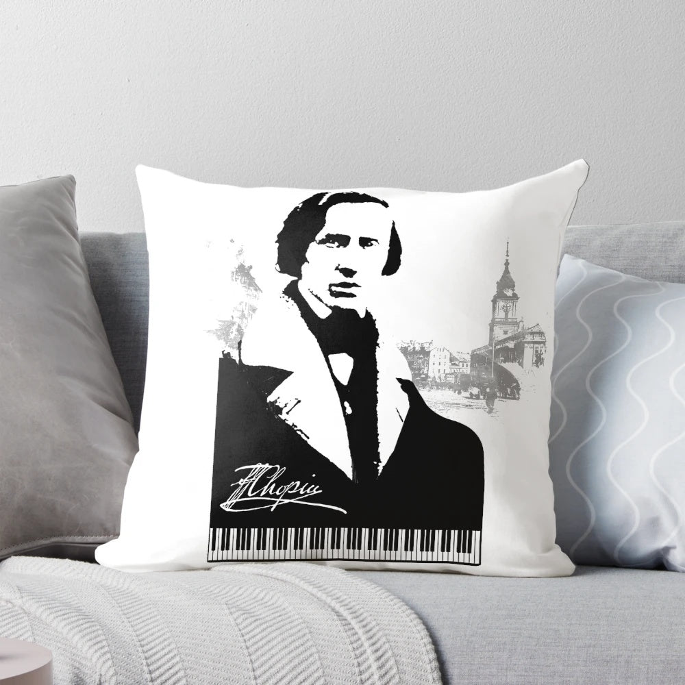 Frederic Chopin Inspired Decorative Pillow for Piano Enthusiasts