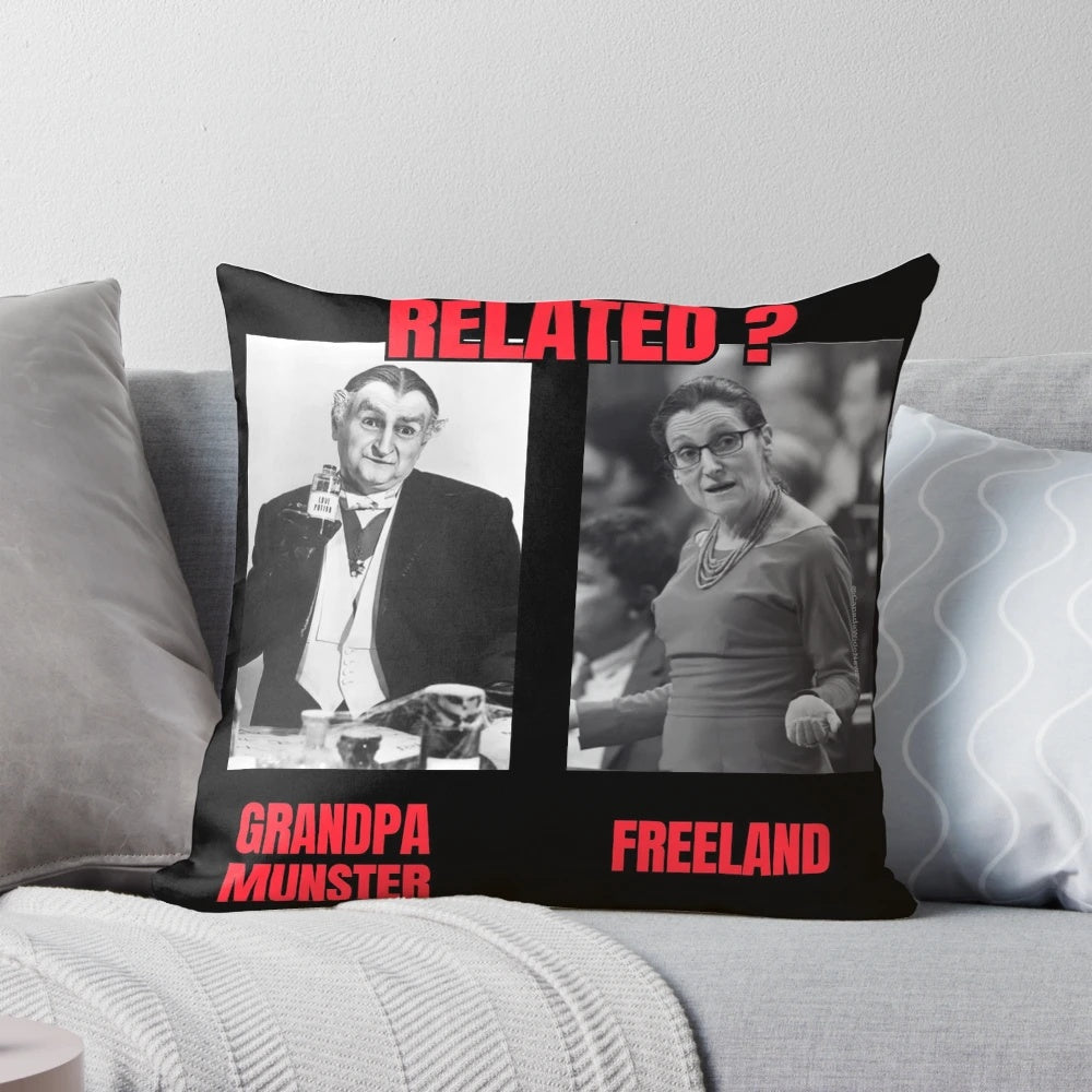 Freeland and Munster Pillow Pod with a playful design reflecting Canadian political and economic challenges