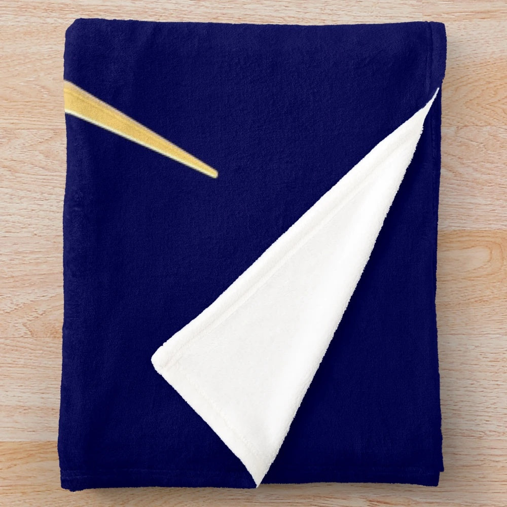 Freemason-inspired blue and gold plush blanket with square and compass masonic symbol