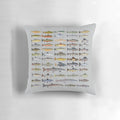 Comfortable pillow featuring images of various freshwater fish species including trout, char, grayling, hucho, and whitefish.