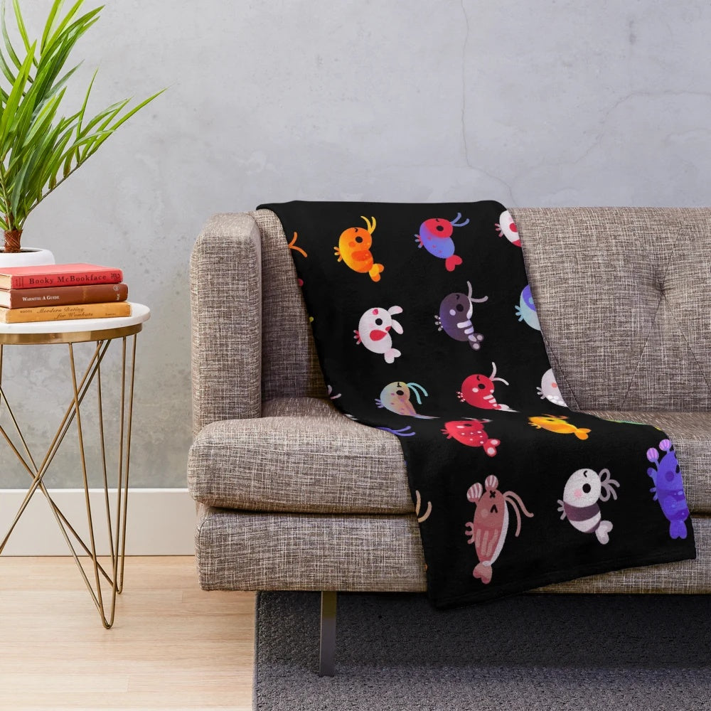 Soft and cozy plush blanket featuring a design of freshwater shrimp