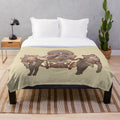 Plush blanket featuring Freya, the Norse goddess, riding a cat-drawn chariot with intricate Celtic knotwork design