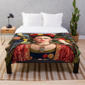 Frida Kahlo inspired 7" plush blanket featuring iconic portrait of the renowned Mexican artist