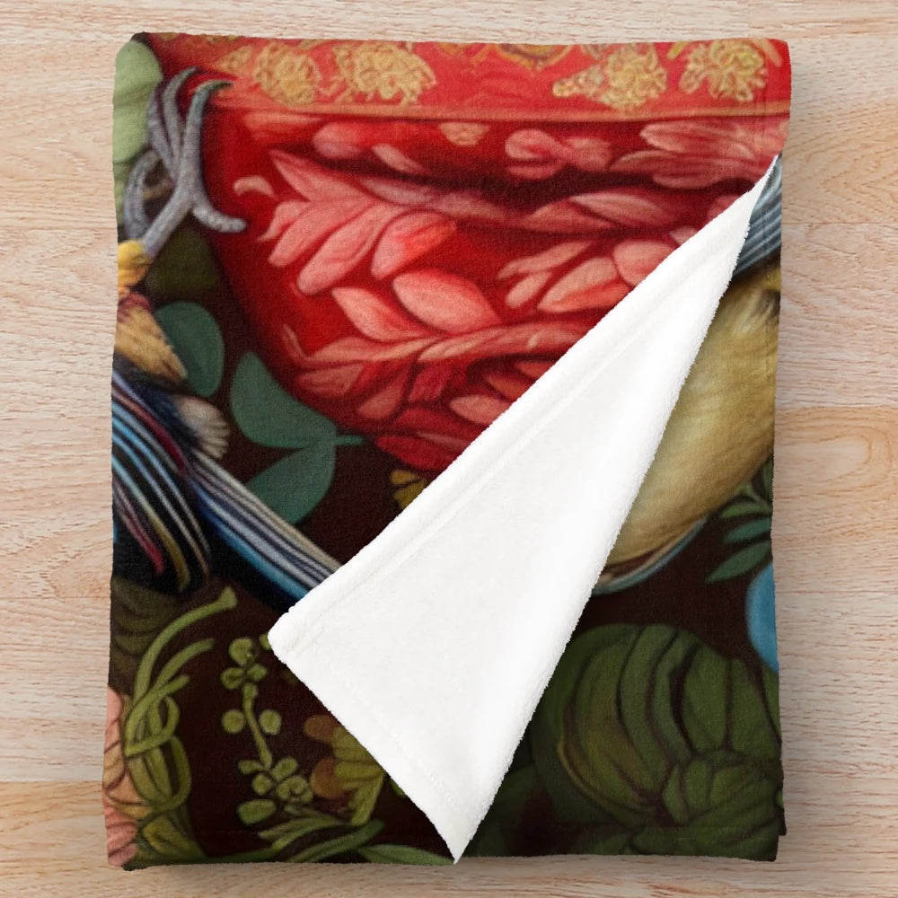 Frida Kahlo inspired 7" plush blanket featuring iconic portrait of the renowned Mexican artist
